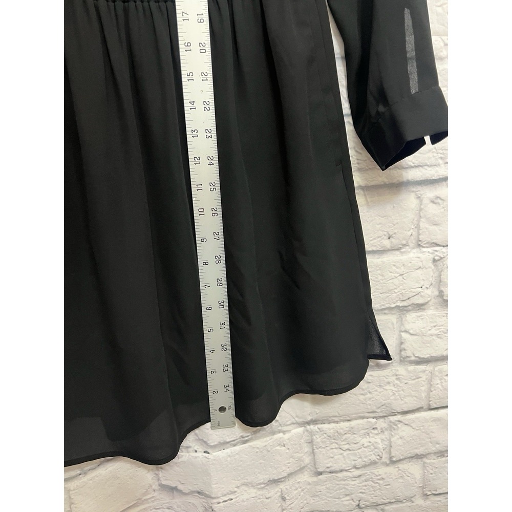 DR2 Daniel Rainn Black V-Neck Elastic Waist Mini Dress Cottagecore Boho Size XS - Picture 6 of 6